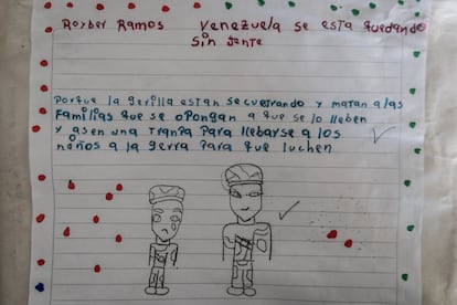 Écrits des enfants de l'école internationale Still I Rise, à Ciudad Bolívar, à Bogotá, le 23 mai 2024.
