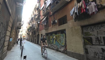 Les bâtiments de Lancaster Street à Barcelone, à Ciutat Vella, lorsqu'ils ont été achetés par le conseil municipal en 2017.