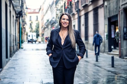L'actrice Karla Sofía Gascón dans la présentation de son livre à Madrid, le 20 mars.