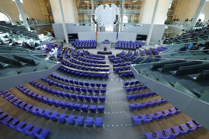 Vue générale de l'hémicycle Bundestag, ce mardi, après le vote.