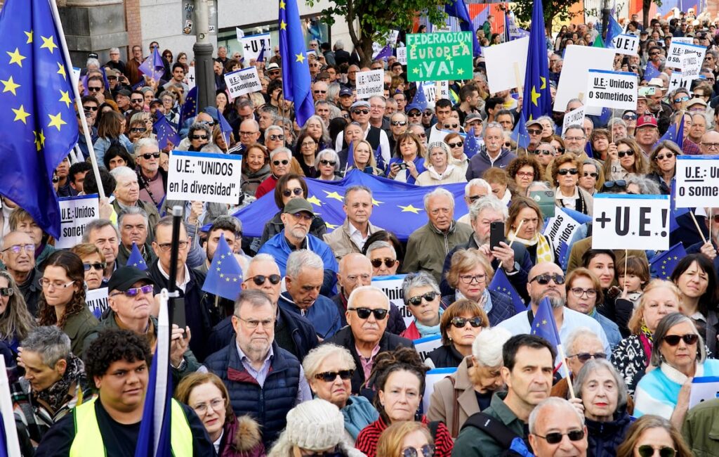 Concentration à Madrid en faveur du projet européen contre le Trumpist et la menace autoritaire