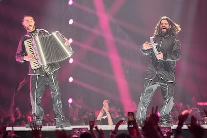 Gabry Ponte de San Marino, interpréter la chanson  "Tutta L'alia" Lors de la première demi-finale de l'Eurovision 20205.