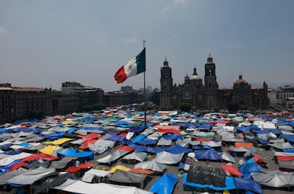 CNTE Camp, dans la capitale Zócalo, ce jeudi. 