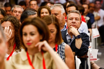 Le président de Castilla-la Mancha, Emiliano García-Page, au début du comité fédéral du PSOE.