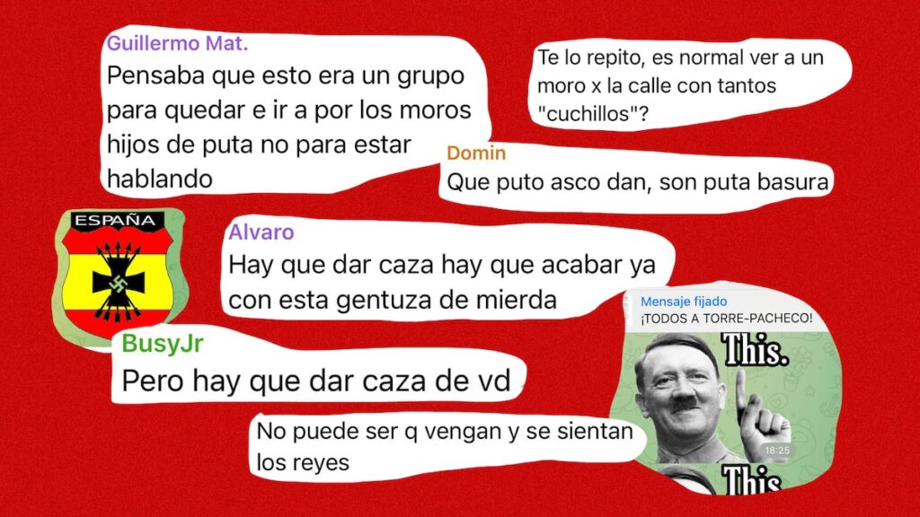 Dans le chat privé de Telegram à Murcia, qui demande à "chasser" les immigrants: "Moors partira»
