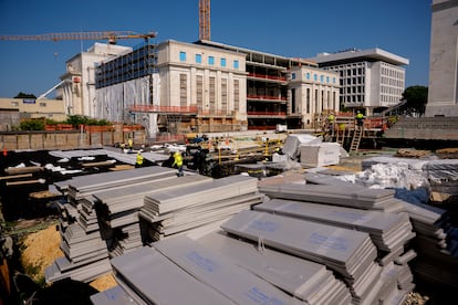 Vue des travaux dans le bâtiment Marrner S. Eccles, siège de la Réserve fédérale, ce jeudi, à Washington.