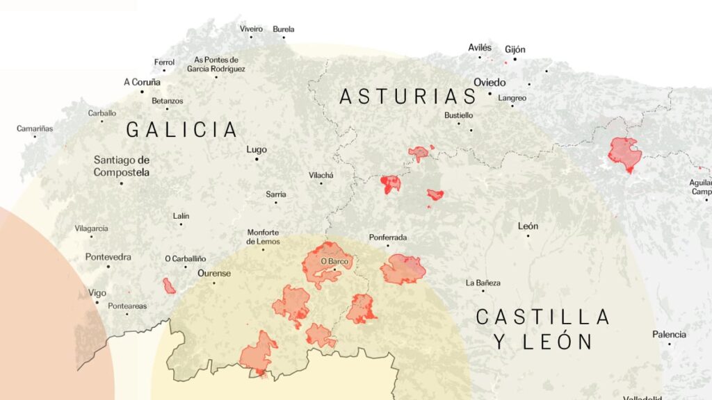 Voir la carte des incendies actifs en Espagne et comment les feux d'artifice progressent