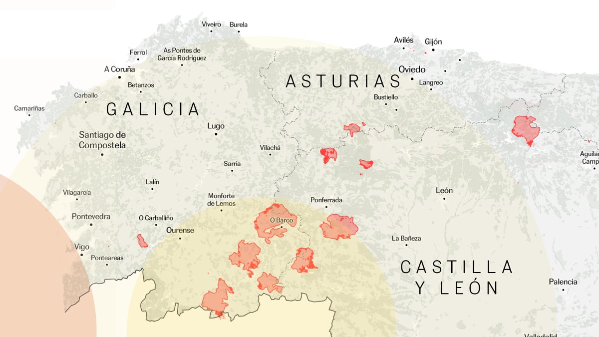 Voir la carte des incendies actifs en Espagne et comment les feux d'artifice progressent