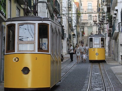 Ascenseurs dans la région de Bica à Lisbonne, en 2021.